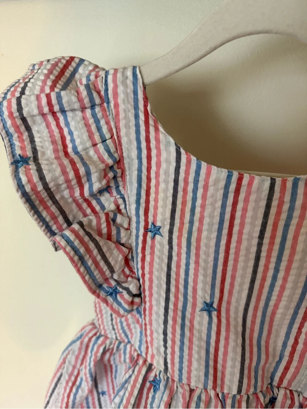 Cat & Jack Red, White & Blue Striped Star Ruffle Dress